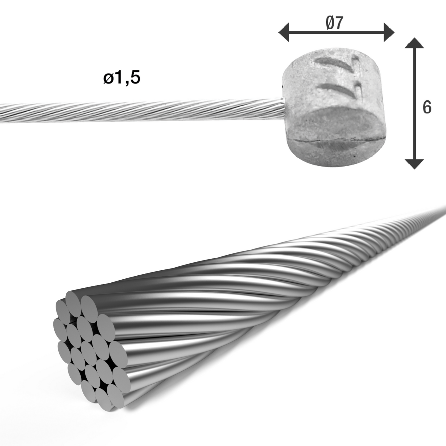 Brake Cable T-Nipple Stainless