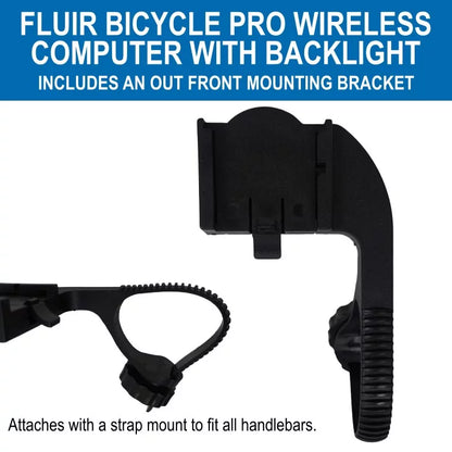 Fluir Bicycle Pro Wireless Computer with Backlight & Out Front Mount