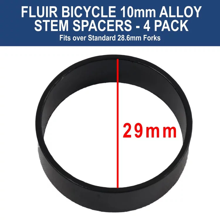 Fluir Bicycle 10mm Alloy Stem Spacers – 4 Pack