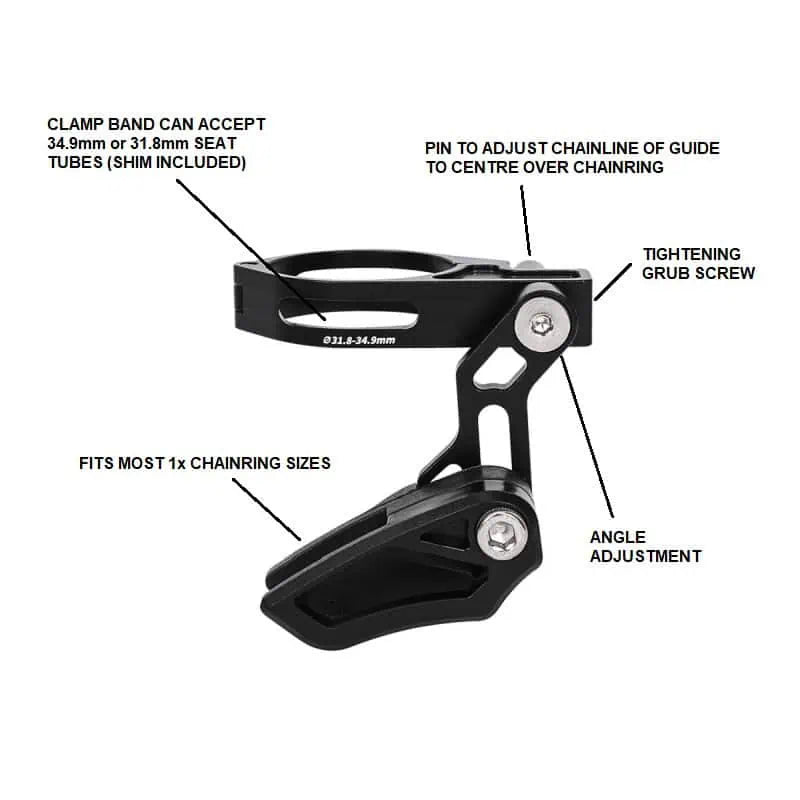 VEYGA CHAIN GUIDE CLAMP ON BLACK 31.8/34.9mm